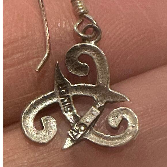 Celtic Triskele Triple Spiral Sterling Silver Drop Earrings - Picture 5 of 5